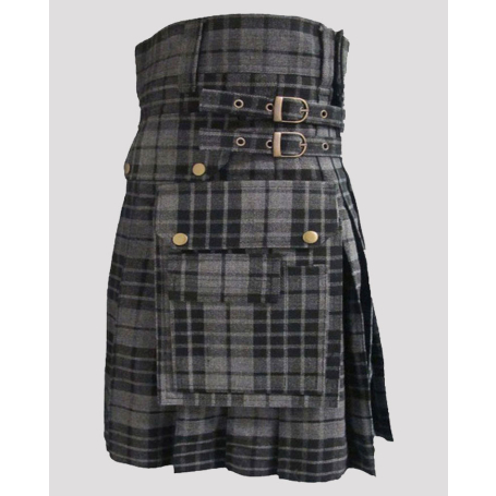 Clan Granite Grey Tartan Utility Kilt