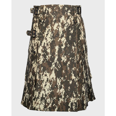 Digital Camouflage Gothic Utility Kilt with Cargo Pockets