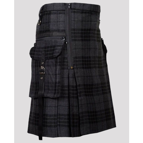 Gothic Punk Pock Tartan Utility Kilt For Men