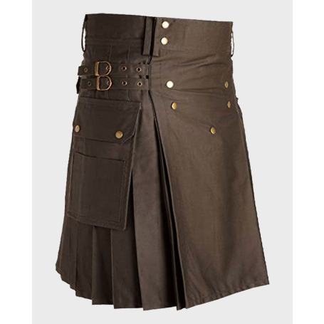 Gray Utility Kilt with Cargo Pockets