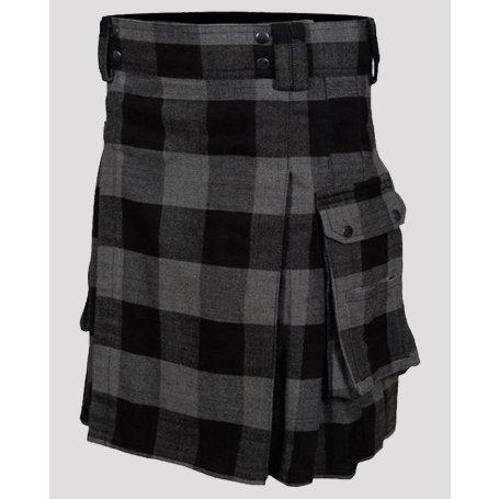 Modern Grey Tartan Utility Kilt