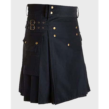 Navy Blue Utility Kilt with Straps & Cargo Pockets