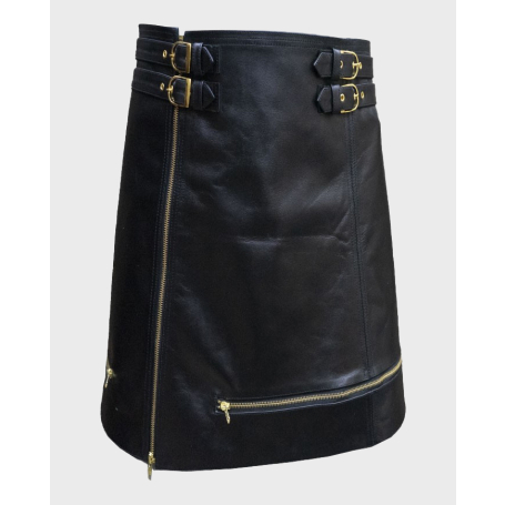 Pure Black Leather Kilt
