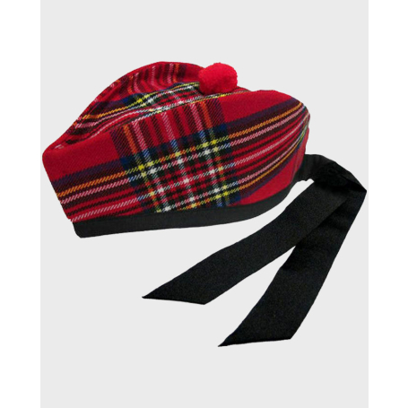 Royal Stewart Tartan Glengarry Scottish Hat With Red Pom