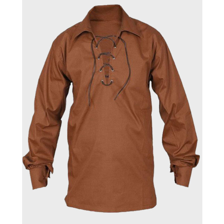 Scottish Brown Jacobite Ghillie Kilt Shirt