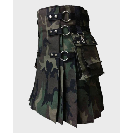 Woodland Camouflage Gothic Utility Kilt ,