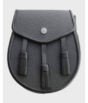 All Black Three Tassels Leather Sporran
