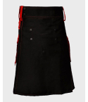 Black Deluxe Modern Kilt with Red Cargo Pockets