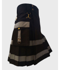 Black Style Utility Kilt with Detachable Pockets