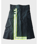 Black Utility Kilt with Yellow Trim for Men