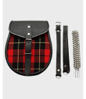 Black and Red Plaid Scottish Sporran with Chain Belt