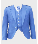 Blue Wool Tweed Argyle Kilt Jacket & Vest Set