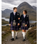 Navy Blue Prince Charlie Jacket with Tartan Kilt Outfit Package