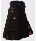 Clan Men Black Stewart Hybrid Tartan Kilt for Men