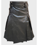 Fetish Black Leather Fashion Kilt
