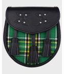 Genuine Leather with Irish National Green Tartan Sporran & Chain Belt