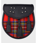 Genuine Leather with Royal Stewart Tartan Sporran & Chain Belt,Chain Belt