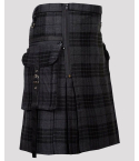 Gothic Punk Pock Tartan Utility Kilt For Men
