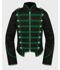 Gothic Green Black Military Drummer Jacket For Men,Green Military Jacket