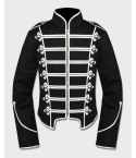 Gothic Silver Black Military Drummer Jacket For Men