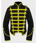 Gothic Yellow Black Military Drummer Jacket For Men,Yellow Jacket
