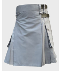 Gray Utility Kilt with Cargo Pockets for Men