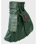 Green Leather Kilt With Sporran 