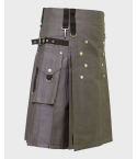 Grey Utility Kilt For Active Man with Cargo Pockets