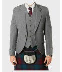 Grey Tweed Argyll Kilt Jacket & Vest Set 