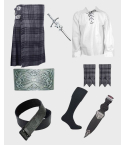 Grey Watch Tartan Kilt With Accessories Deal