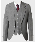 Grey Wool Tweed Argyle Jacket & Vest Set