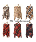Merino Lambs wool Tartan Shawl Poncho