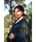 Scottish Tartan Shawl Green Plaid Wrap