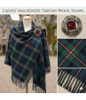 Mackenzie Tartan Wool Shawl with Celtic Brooch