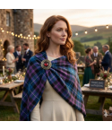 Pride Of Scotland Tartan Wool Shawl with Celtic Brooch