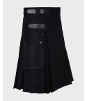  Lautreamont Men Black Modern Utility Kilt 