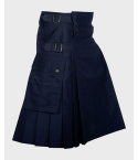 Navy Blue Modern Utility Kilt with Cargo Pockets,Blue Utility