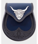 Navy Mat Highland Semi Dress Leather Sporran