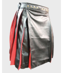 Pleated Red & Black Leather Kilt 