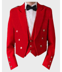 Red Prince Charlie Jacket & Waistcoat Set,Red Jacket