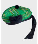 Scottish Irish National Tartan Glengarry Hat With Black Pom