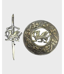 Scottish Lion Fly Plaid Brooch With Matching Kilt Pin