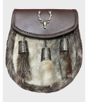 Seal Skin Leather Sporran with Stag Badge