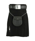 Solid Black Tartan Kilt