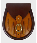 Tan Teardrop Lomond Leather Sporran With Chain,Tan Leather