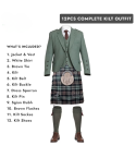 Scottish Wedding Kilt Outfit 12pcs Lovat Green Jacket Men’s Kilt Set