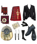 Men’s Argyle Jacket Kilt Outfit 12pcs Traditional Scottish Kilt Set