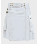 White Utility Kilt With Cargo Pockets for Men 