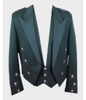 Wool Green Prince Charlie Jacket & Waistcoat Set for Men,Green Jacket
